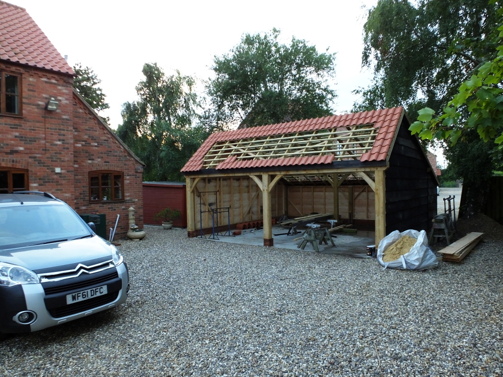 Cart Shed Tiling Started