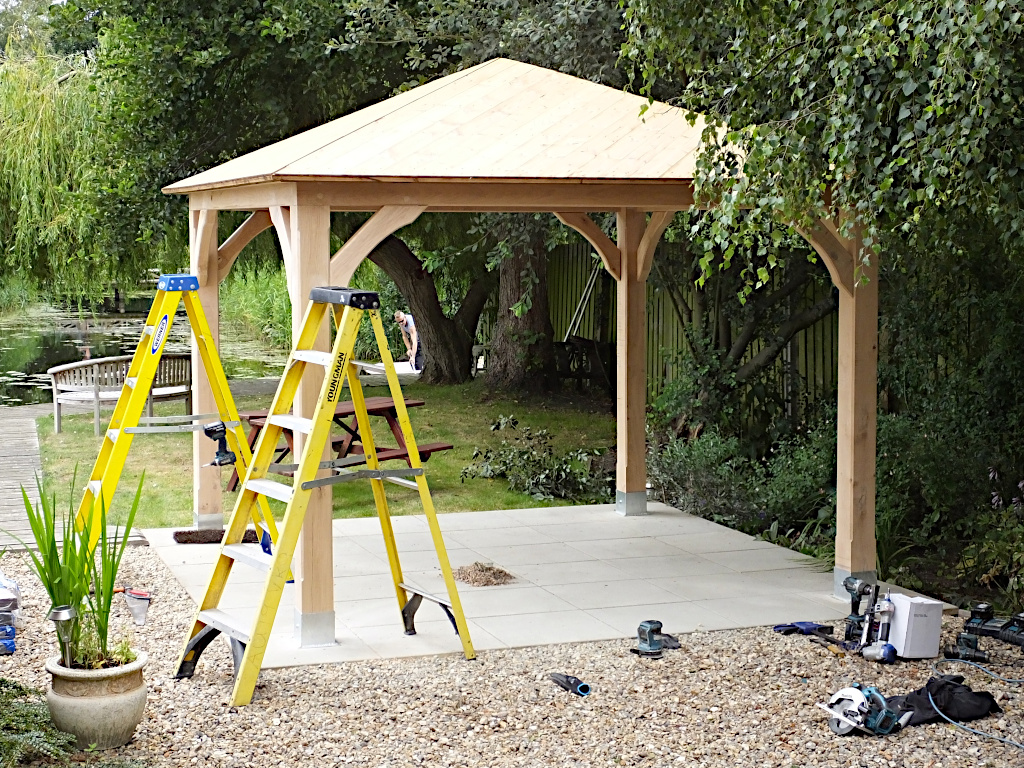 Gazebo being erected